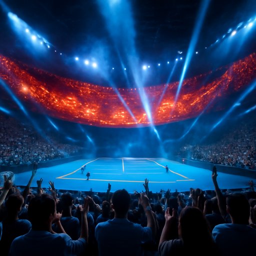 takabe tennis crowd beside court lights